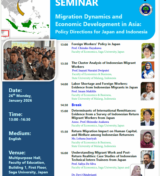 Seminar Internasioal dengan tema “Migration Dynamics adnd Economis Development in Asua: Policy Direction or Japan and Indonesia
